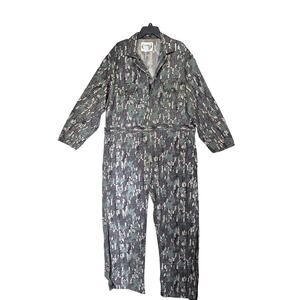 VTG Deer River Coveralls Mens Size XL Brown Trebark Camo Hunting Jumpsuit 90s